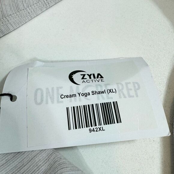 Zyia Active Top Womens XL Cream Haze Yoga Shawl Crossover Pullover Sweatshirt NW - Picture 6 of 7